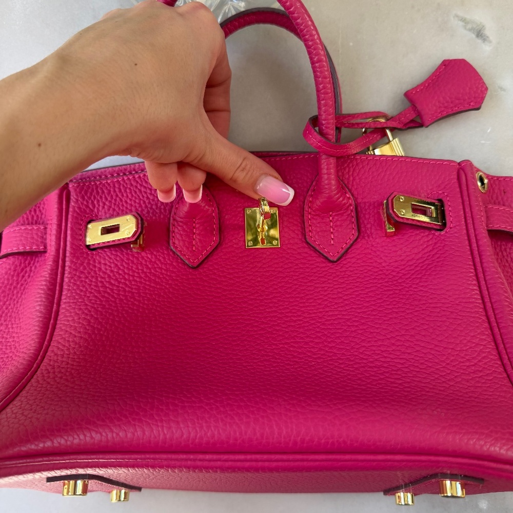 Fuchsia/hot pink leather statement piece 25cm